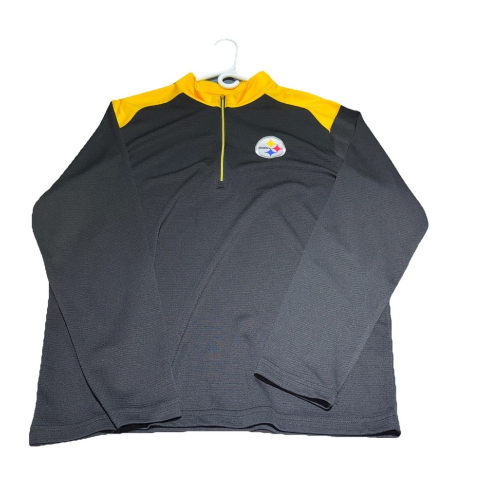 Pittsburgh Steelers Men's Gray and Yellow Quarter-Zip Pullover